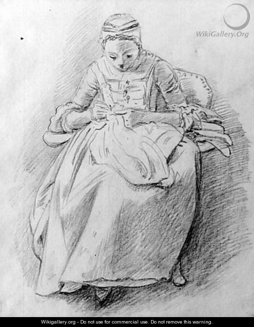 Study of a woman sewing, probably the artist