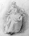 Study of a woman sewing, probably the artist's daughter - William Hoare Of Bath