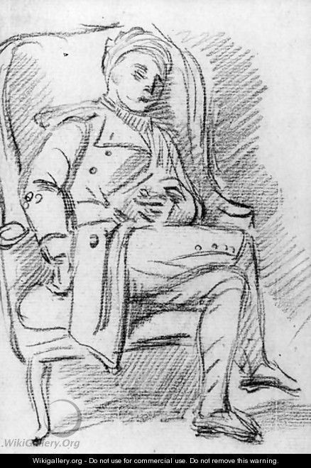 Study of a man asleep in an armchair, possibly the artist