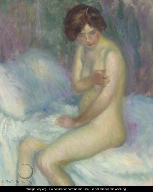 Nude Sitting on a Bed - William Glackens