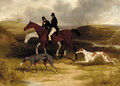 Two gentlemen on hunters with greyhounds in a landscape - William Joseph Shayer