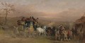 A coach and four at a blacksmiths - William Joseph Shayer