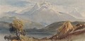 A lake before snow-capped mountains - William Leighton Leitch
