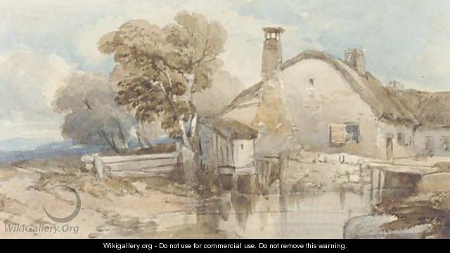 A cottage by a stream - William Leighton Leitch
