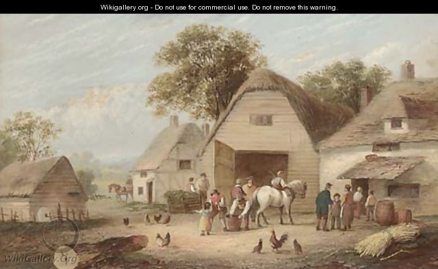Figures before a barn - William Lara