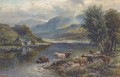Highland cattle watering at a loch - William Langley