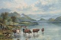 Cattle watering in a lake landscape - William Langley
