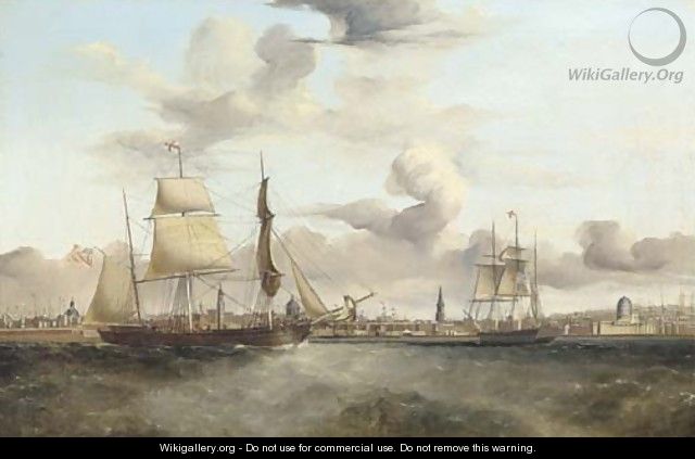 The three-masted barque Orkney Lass in two positions off the waterfront at Liverpool - William Kimmins McMinn