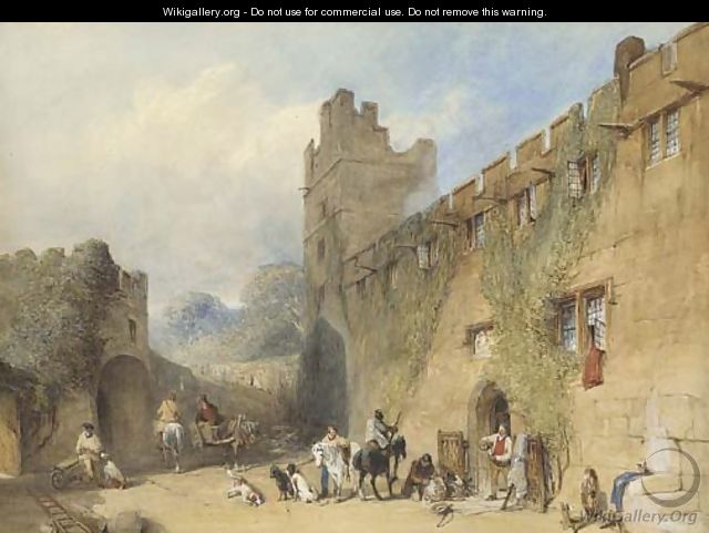 A shooting party outside Haddon Hall, Derbyshire - William of Eton Evans