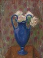 Pink Roses in Blue Urn - William Glackens