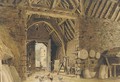 Interior of a barn with chickens - William Henry Hunt