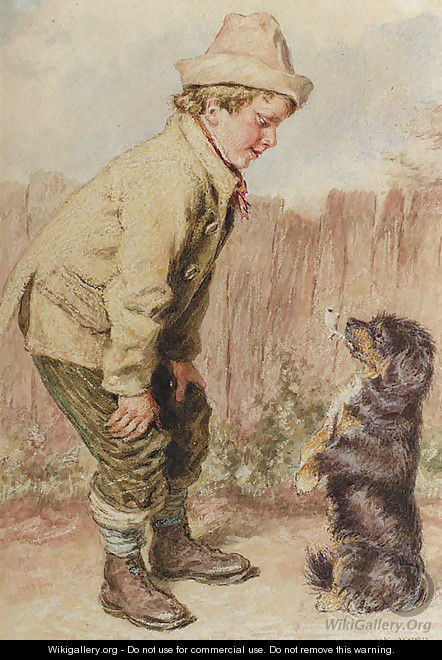 A boy with a begging dog - William Henry Hunt