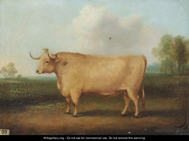 A longhorned bull in a landscape - William Henry Davis