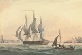 Royal Navy making sail out of Plymouth and passing the Citadel - William Heath