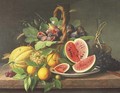 Still Life with Fruits on a Stone Ledge - William Hammer