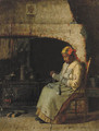 Darning by the Hearth - William Henry Snyder