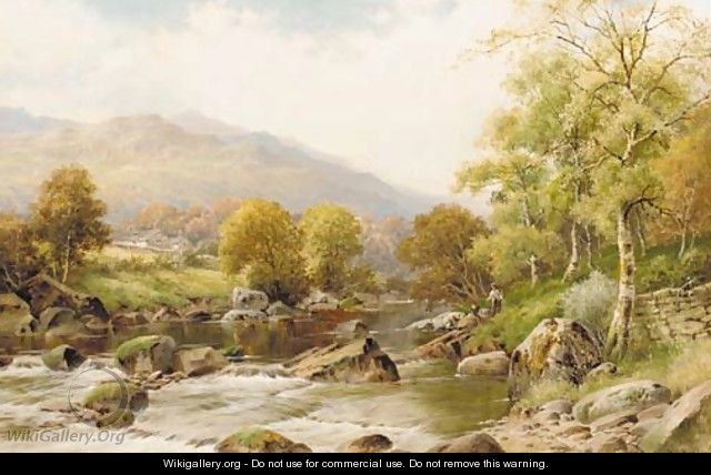 Boys fishing on the Lledr - William Henry Mander