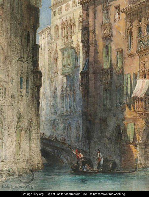 A gondola on a Venetian canal, Italy - William Callow