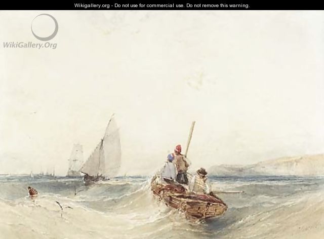 A fishing boat in rough seas - William Callow