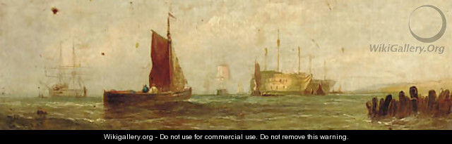 Shipping in choppy waters; and Shipping in the mouth of an estuary - William Calcott Knell