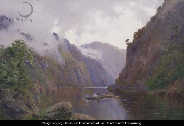 Boating on the Derwent River, Tasmania - William Charles Piguenit