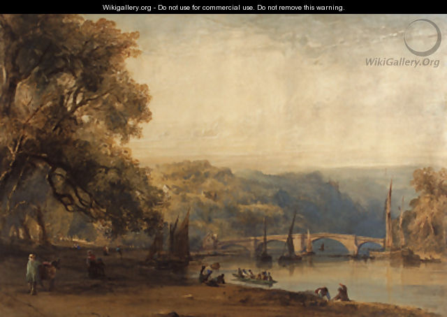 On the banks of the Thames at Richmond, Surrey - William Callow