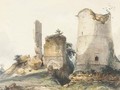 A ruined tower at Lillebonne - William Callow