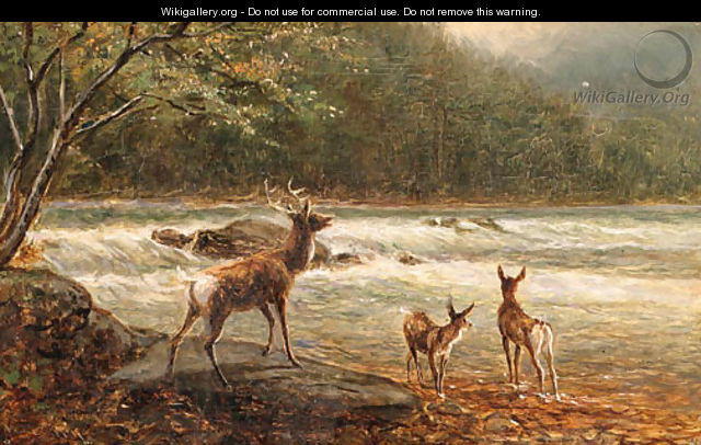 Deer Crossing the Stream - William de la Montagne Cary