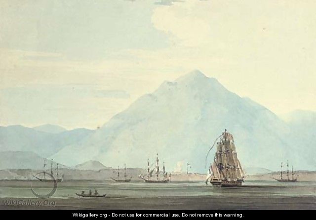 French post and shipping at Mahi on the Malabar Coast, India - William Daniell, R. A.