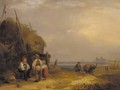 Figures conversing by a fisherman's hut - William Collins