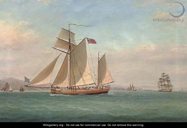 A topsail ketch on the Clyde sailing past the Cloch Lighthouse - William Clark Of Greenock