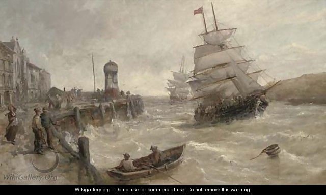 Sailing traders coming into port on the high tide - William Edward Webb