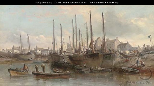 Fishing boats in the harbour at Peel - William Edward Webb