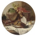 A pheasant, onions, rhubarb in a basket - William Duffield