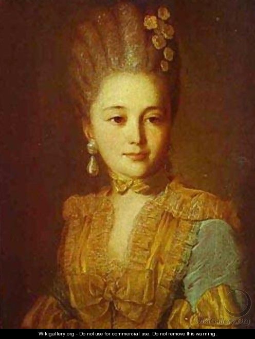 Portrait Of An Unknown Woman In A Blue Dress With Yellow Trimmings 1760s - Fedor Rokotov