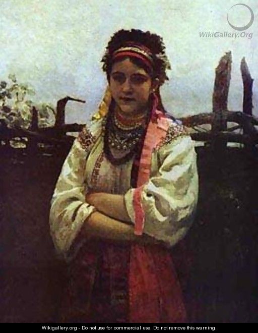 Ukranian Girl By A Fence 1876 - Ilya Efimovich Efimovich Repin