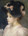 Young Girl in a Pink and Black Hat 1890s - Pierre Auguste Renoir