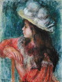 Seated Young Girl in a White Hat 1884 - Pierre Auguste Renoir