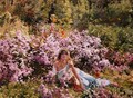 Algerian beauty in a lilac field - Leon Louis Antoine Tanzi