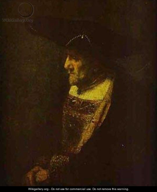 Portrait Of A Man In The Hat Decorated With Pearls 1667 - Harmenszoon van Rijn Rembrandt