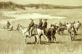Burgess Finding a Ford (illustration from Frederic Remington's Pony Tracks 1895) - Frederic Remington