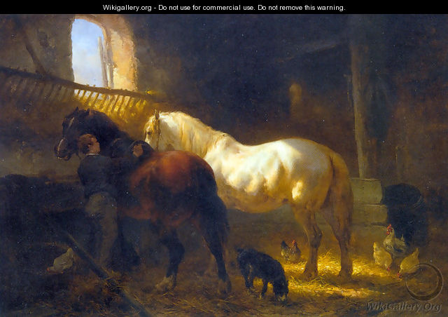 Horses in a Stable 2 - Wouterus Verschuur