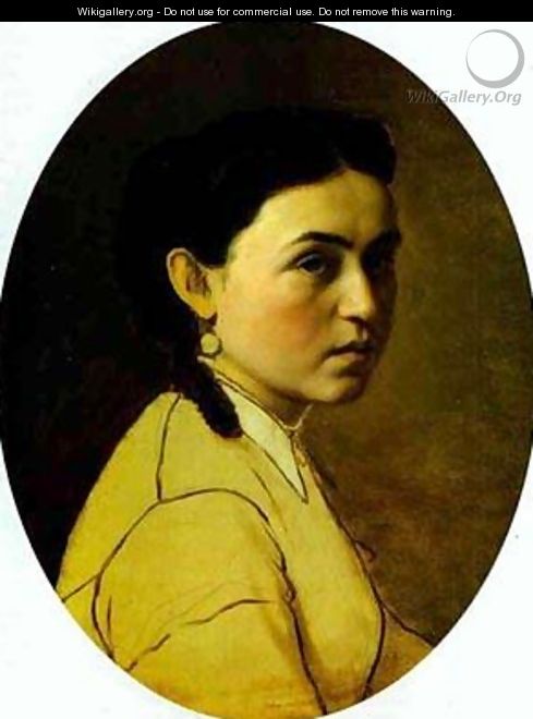 Portrait Of Yelena Perova Nee Scheins The Artists First Wife 1869 - Vasily Perov