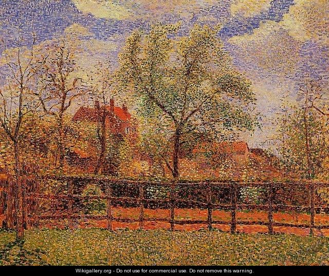 Pear Tress in Bloom Eragny Morning 1886 - Camille Pissarro