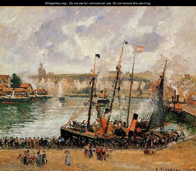 The Inner Harbor Dpeppe High Tide Morning Grey Weather 1902 - Camille Pissarro