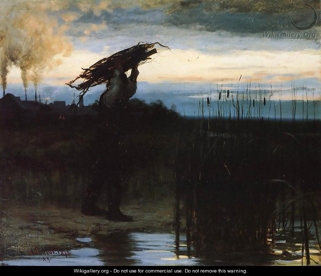 Man Carrying Sticks at Dusk - Gilbert Gaul