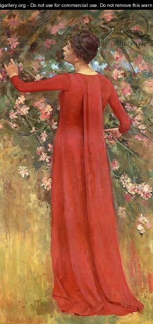 The Red Gown aka His Favorite Model 188 - Sanford Robinson Gifford