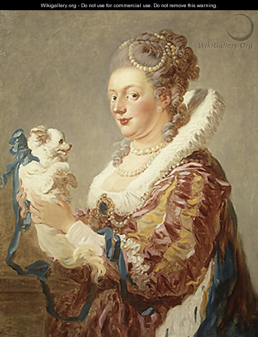Portrait of a Woman with a Dog - Jean-Honore Fragonard