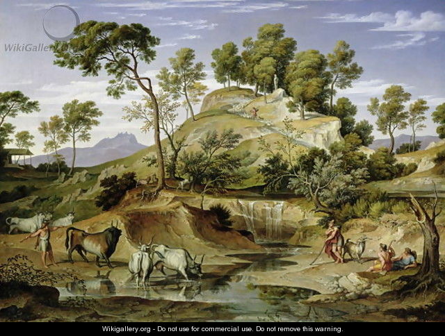 Landscape with Shepherds and Cows and at the Spring 1832 34 - Joseph Anton Koch