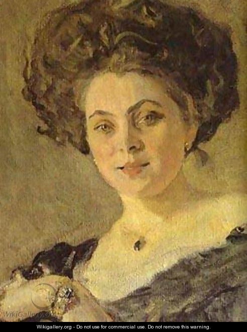 Portrait Of Yevdokia Morozova Detail 1908 - Valentin Aleksandrovich Serov